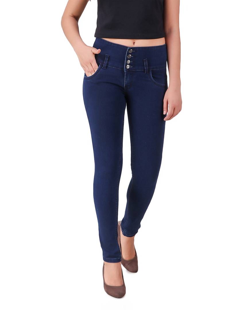 Trendy Dark Blue Denim Jeans For Women's.