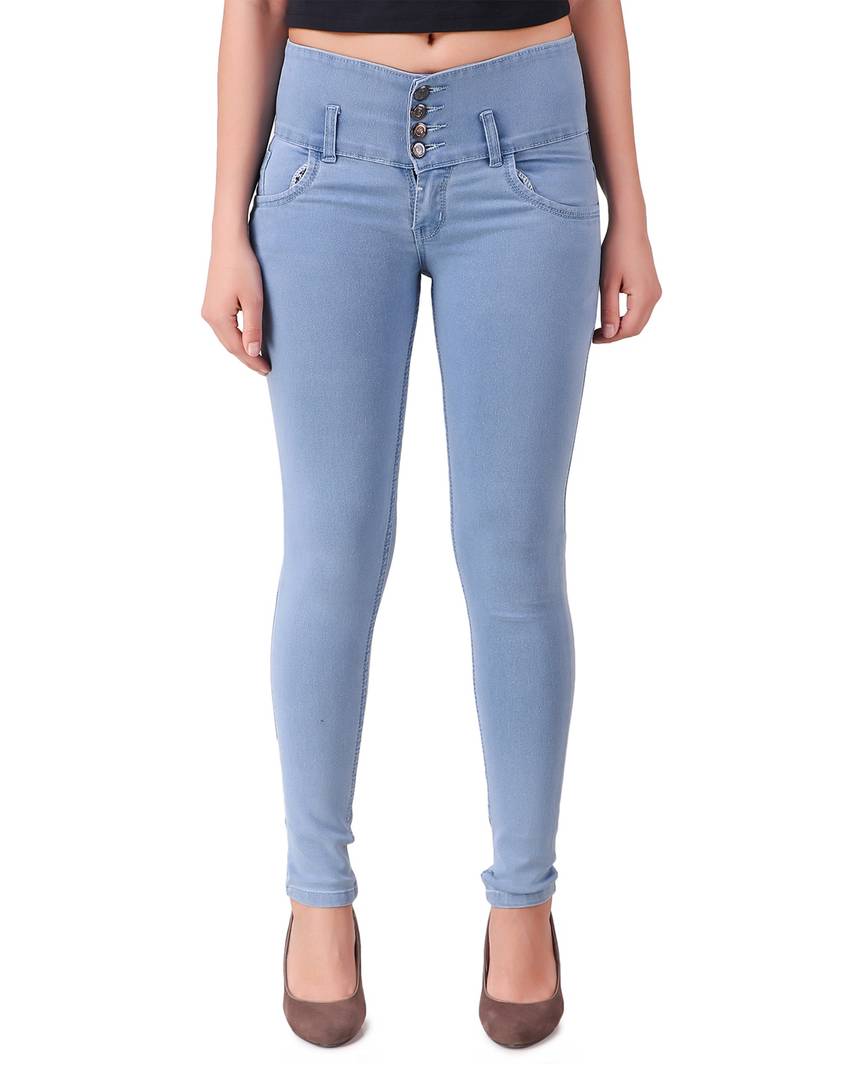 Trendy Light Blue Denim Jeans For Women's.