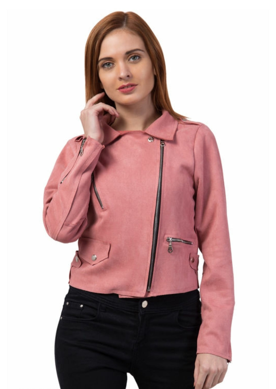 Trendy Stylish Solid Suede Full Sleeves Jacket.