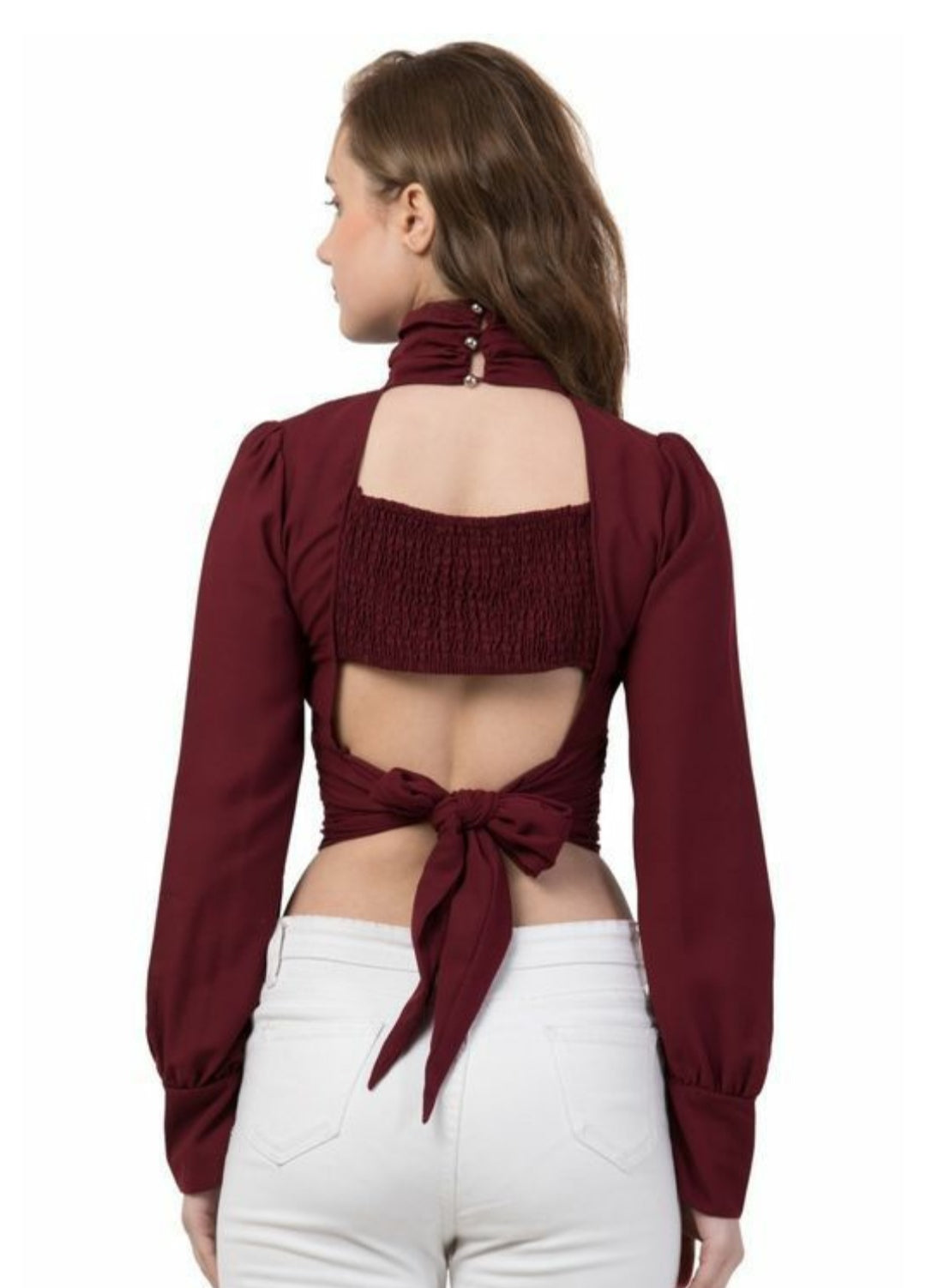 Stylish Gabriel Turtle Neck Full-Sleeves Sexy Crop Top.