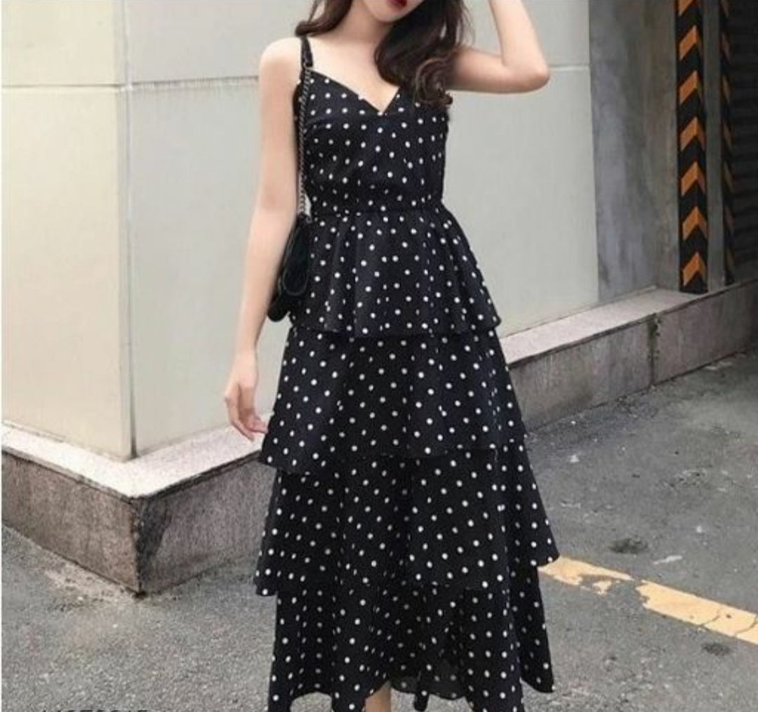 Urbane Sensational Polka-Dot Designer Dress.