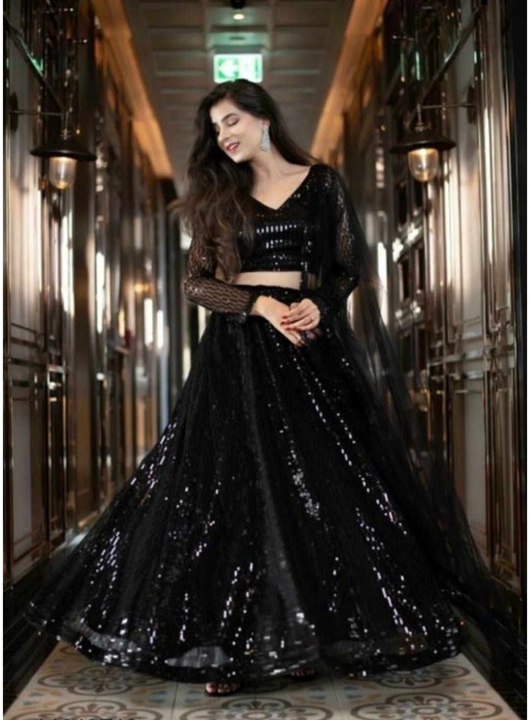 Myra Fashionable Embroidered-Net Bollywood Zara Lehenga.