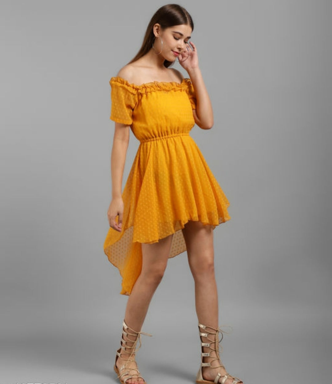 Stylish Nayara Off-shoulder Polkadot Mini Dress.