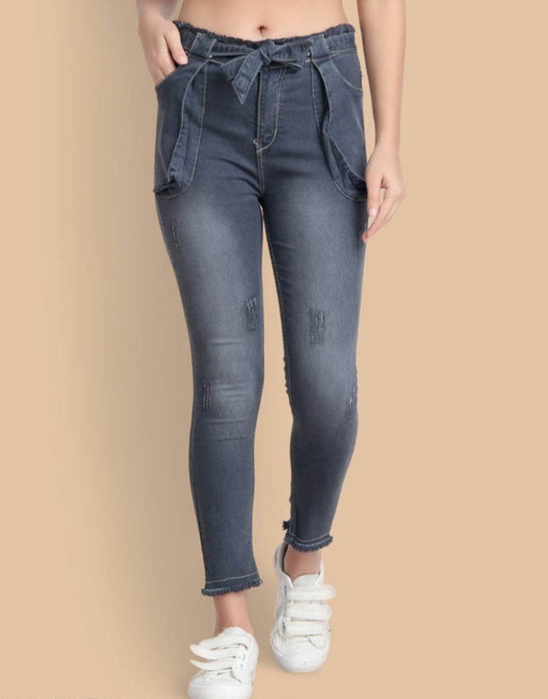 Hot Babe Premium Designer Knotted Denim Jeans