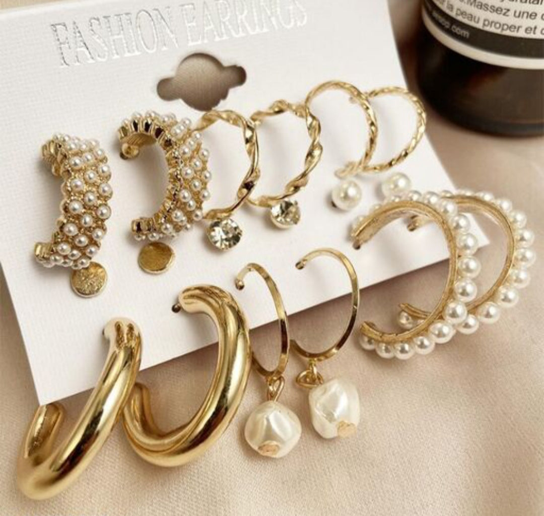 Shimmering Star Gorgeous Pearl Earring Set