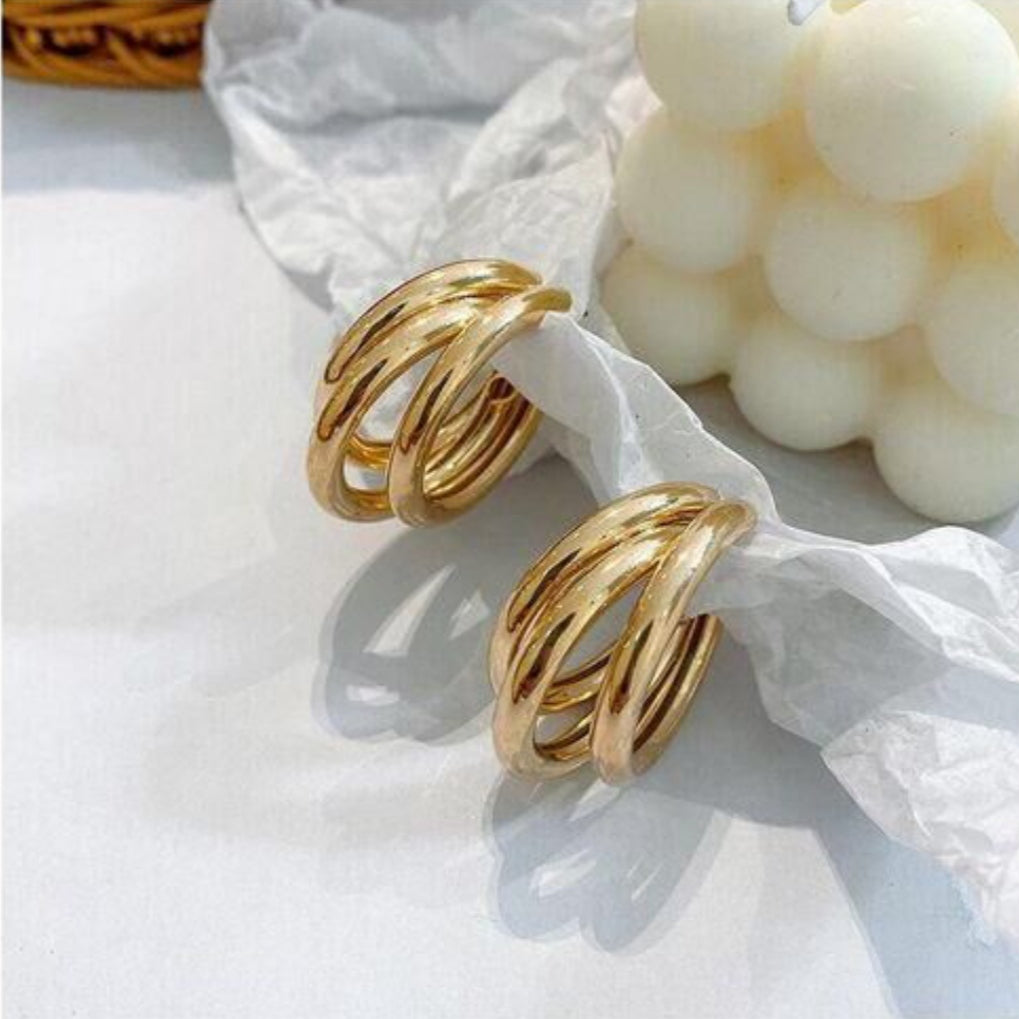 Stylish Krystal Gold Plated Casual Hoop Earrings